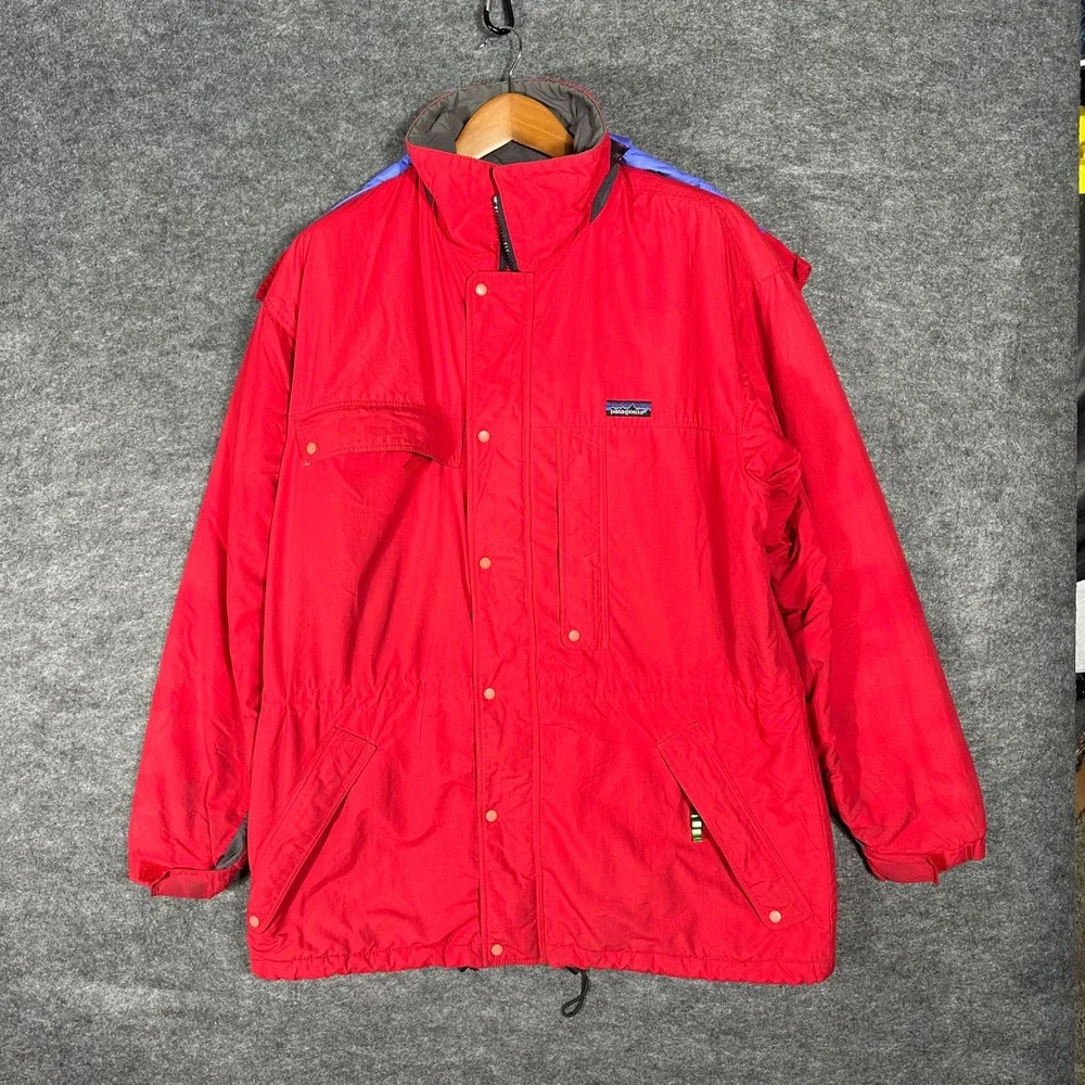 Patagonia Red Hooded Ski‎ Jacket Large Men's Winter Coat *Broken Zipper